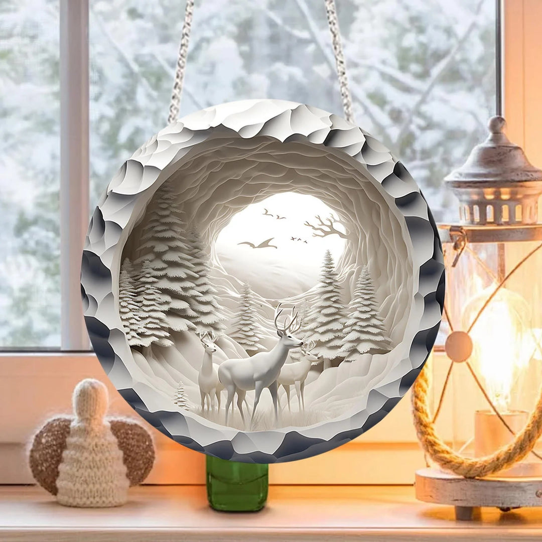WorldNorse Tunnel Vista Snow Deer Christmas Hanging Ornament - image 2