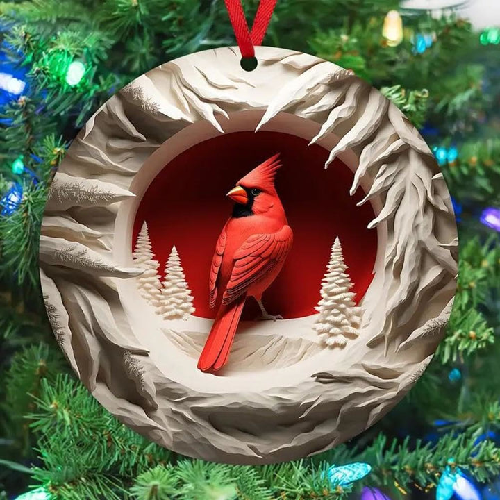 WorldNorse Textured Winterwood Cardinal Christmas Hanging Ornament - Crimson Cardinal#A - image 0