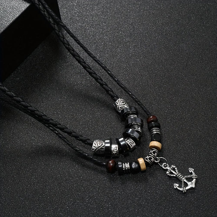 WorldNorse Geometric Engraved Bead Anchor Pendant Necklace - image 6