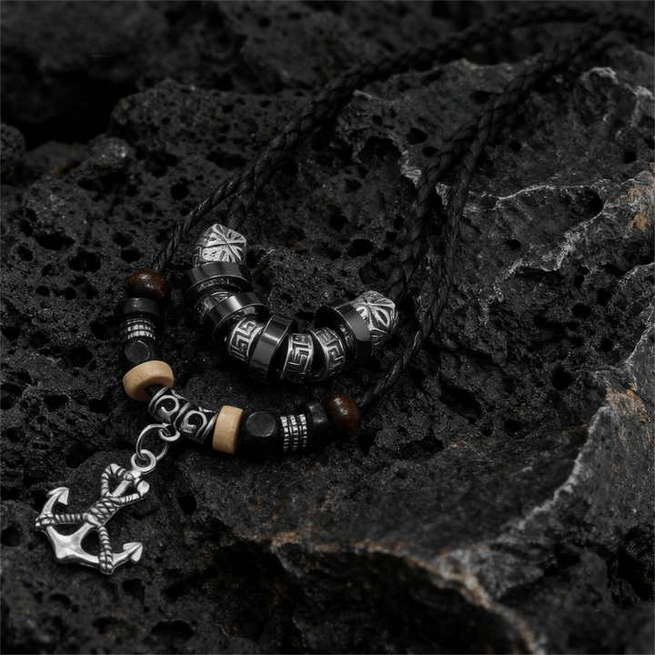 WorldNorse Geometric Engraved Bead Anchor Pendant Necklace - image 3