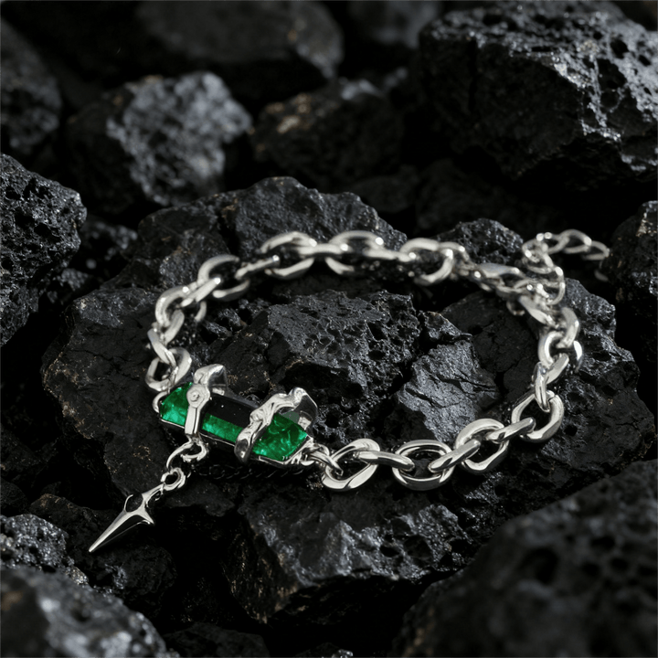 WorldNorse Metallic Link Gem Star Charm Bracelet - Green - image 7