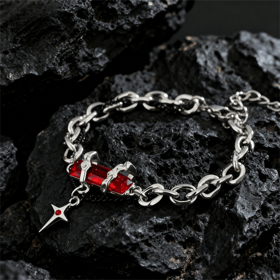 WorldNorse Metallic Link Gem Star Charm Bracelet - Red - image 6