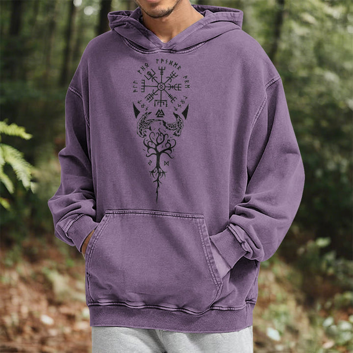 WorldNorse Valknut Vegvisir Raven Washed Hoodie - image 25