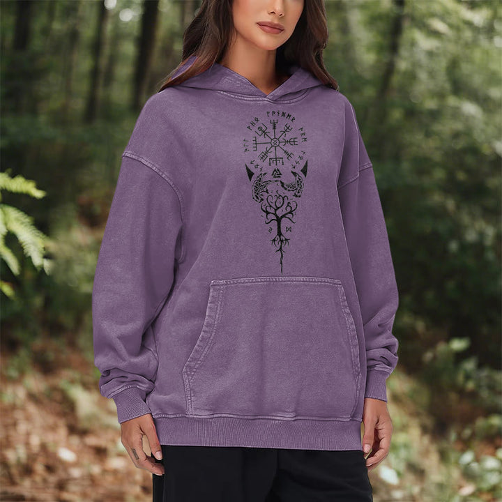 WorldNorse Valknut Vegvisir Raven Washed Hoodie - image 26