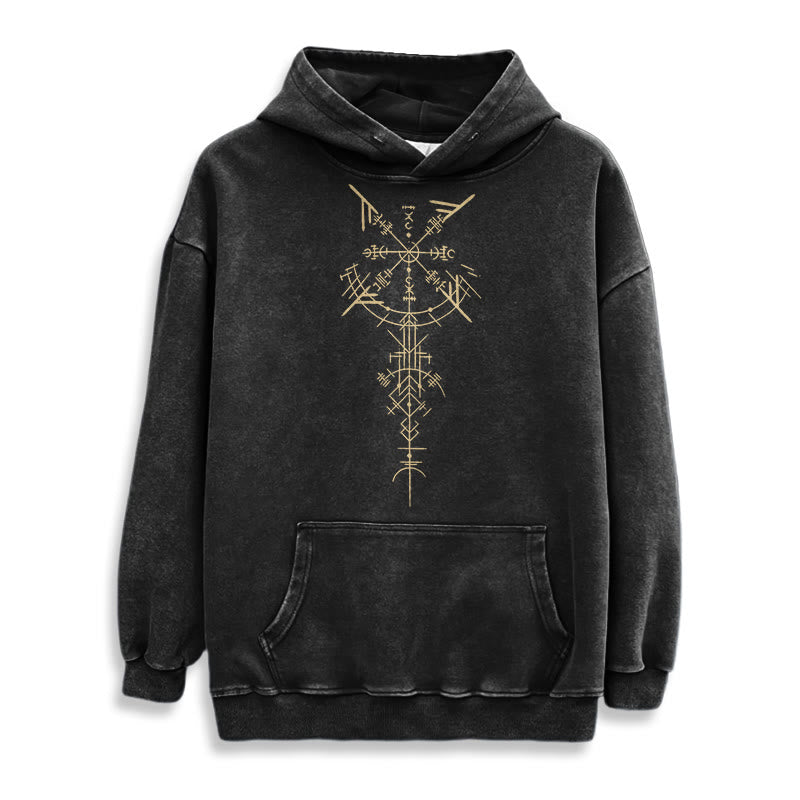 WorldNorse Gilded Rune Vegvisir Washed Hoodie - image 2