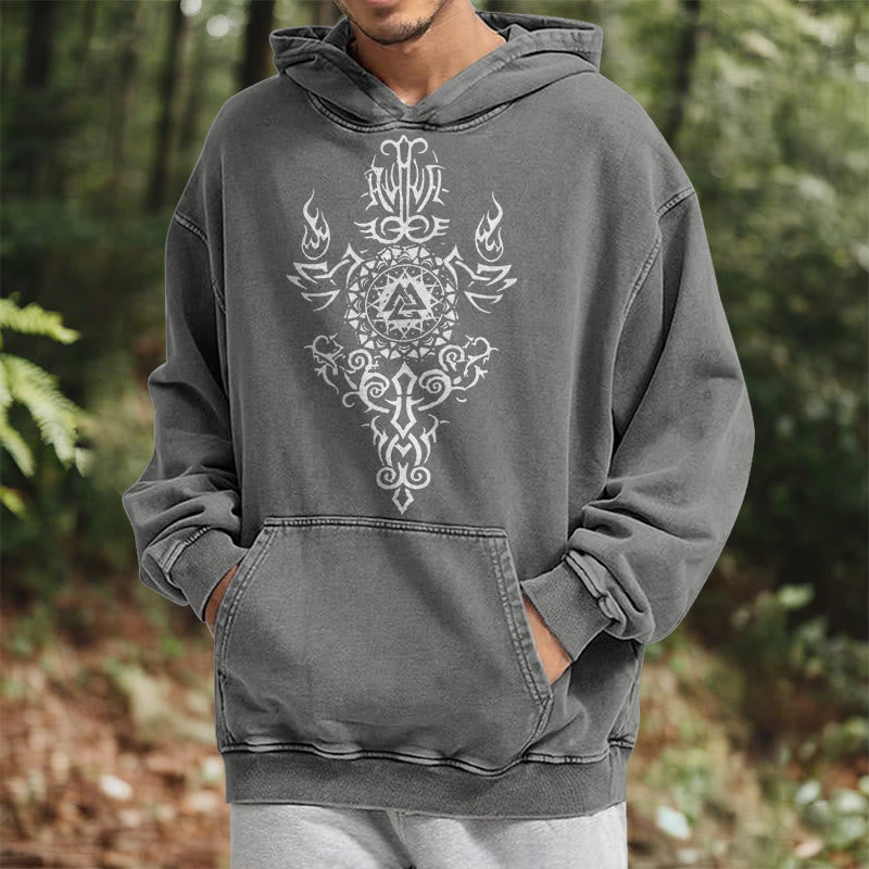 WorldNorse Valknut Flame Emblem Washed Hoodie - image 14