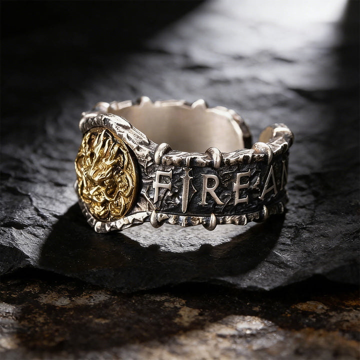 WorldNorse Gilded Mask Rune Embossed Ring - image 3