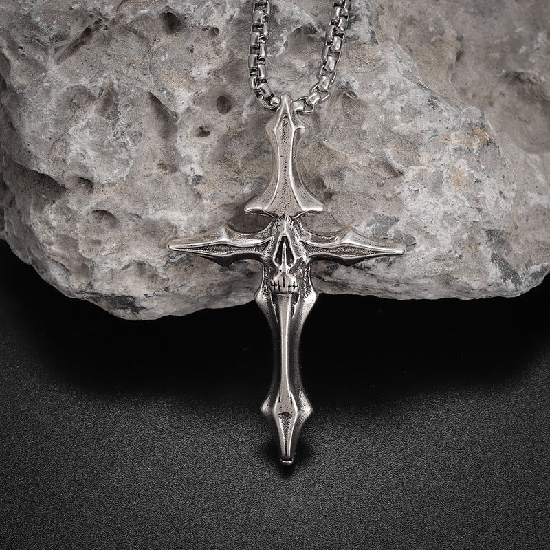 WorldNorse Spiked Skull Cross Necklace - image 5