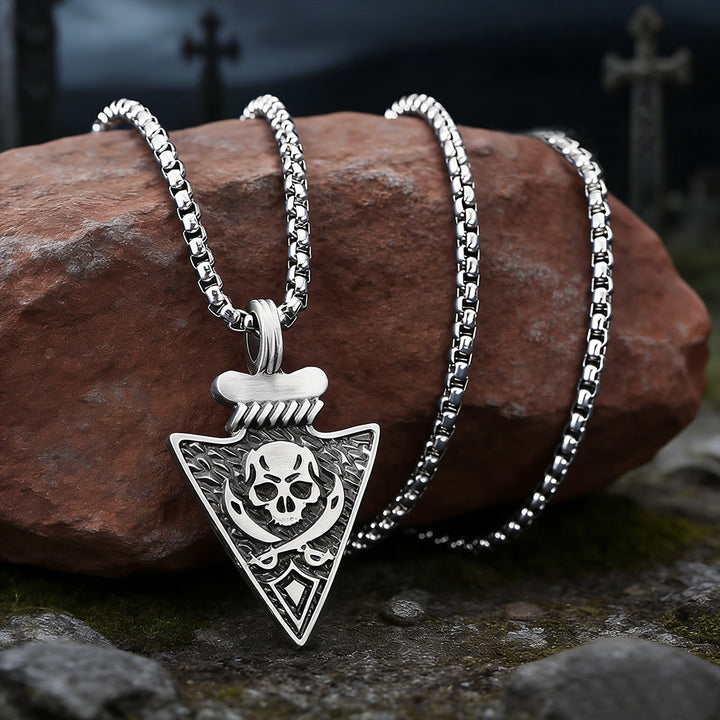 WorldNorse Skull Dagger Tip Textured Necklace - image 1