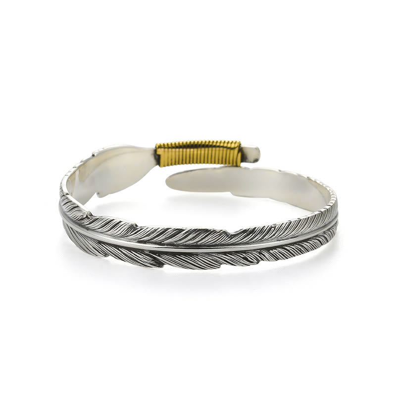 WorldNorse Handcrafted 999 Silver Plumed Gold Wrap Texture Bracelet - image 3