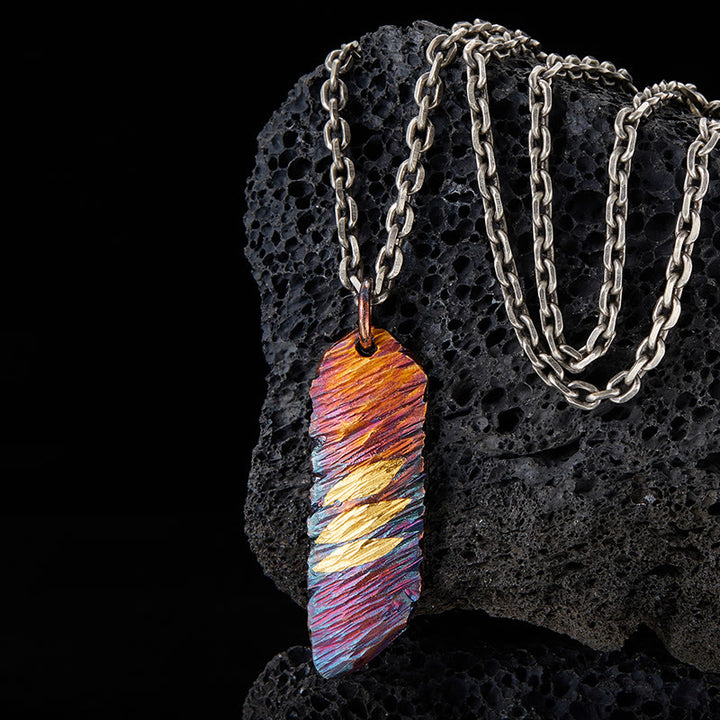 WorldNorse Handcrafted 999 Silver Enchanted Hue Feather Necklace - With Chain - NO THANKS - image 0
