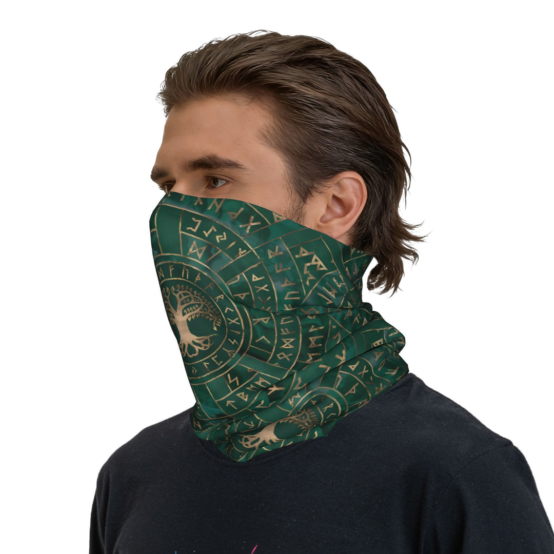 WorldNorse Verdant Yggdrasil Rune Grid Face Mask & Neck Gaiter - 24 x 43 cm - image 0