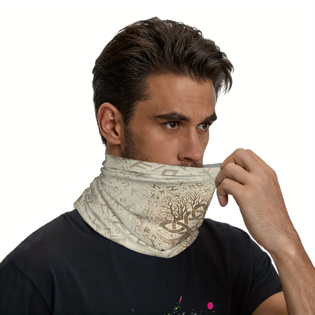 WorldNorse Ivory Yggdrasil Knot Rune Face Mask & Neck Gaiter - image 4