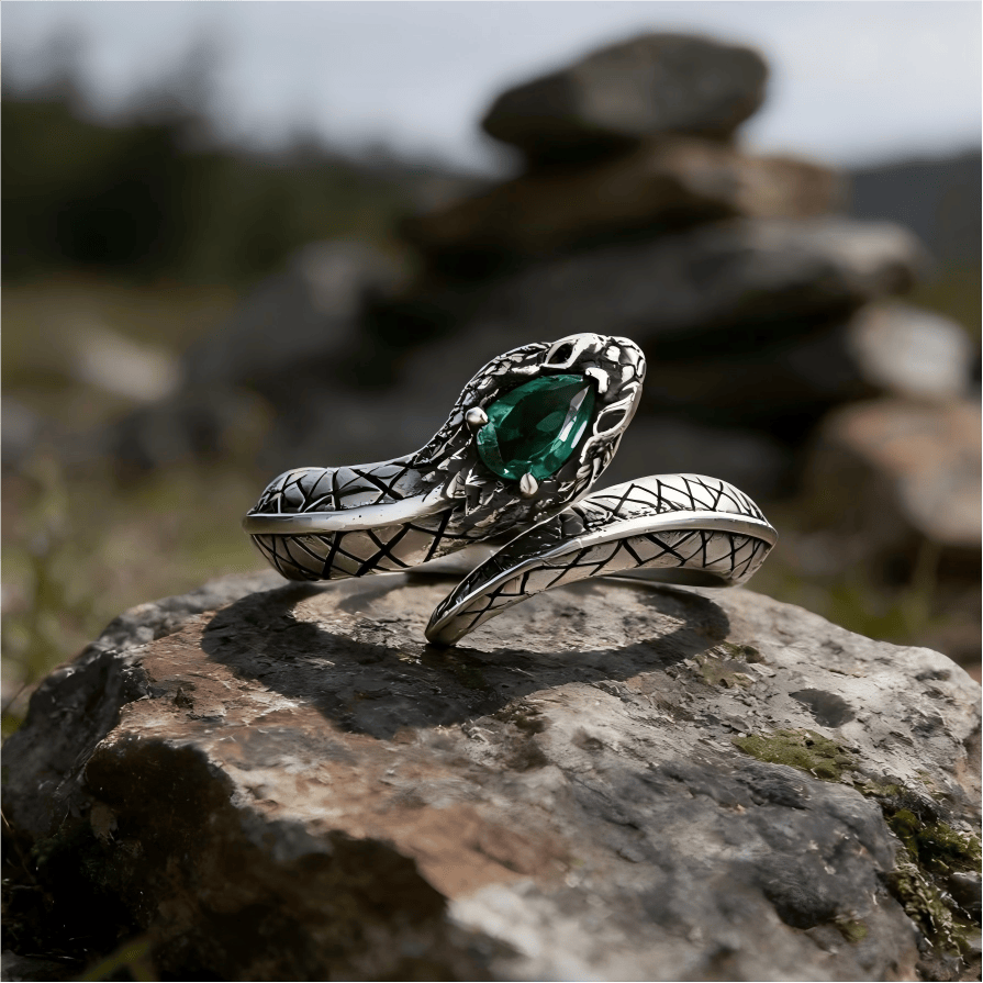 WorldNorse Serpent Scale Forest Stone Weave Ring - Adjustable - image 0