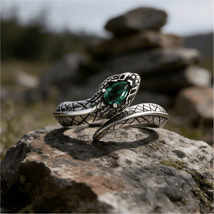 WorldNorse Serpent Scale Forest Stone Weave Ring - Adjustable - image 0