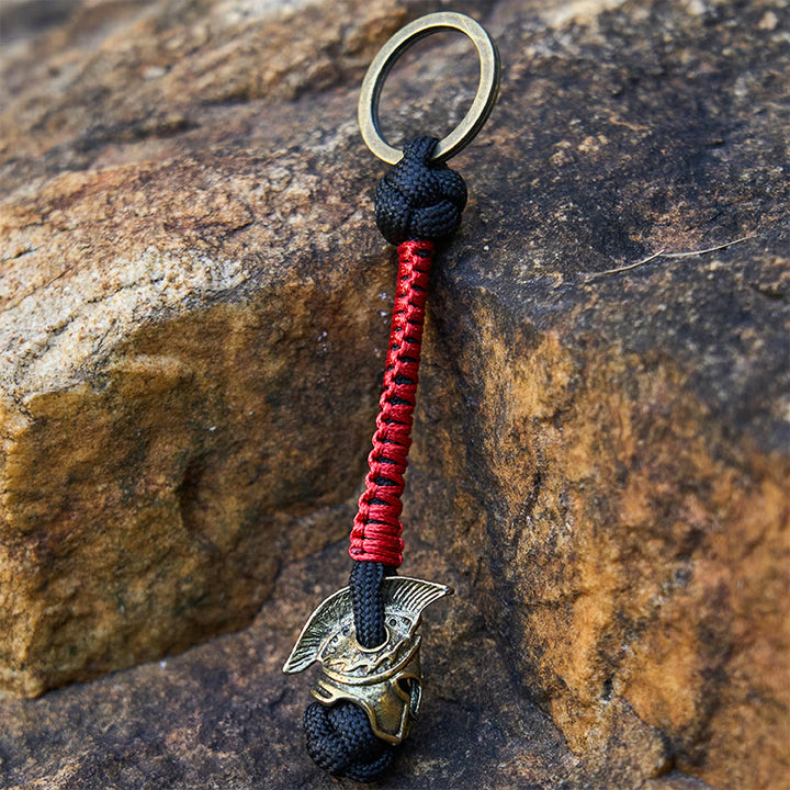 WorldNorse Winged Helm Tonal Variegated Braided Keychain - Gold - Red - image 10