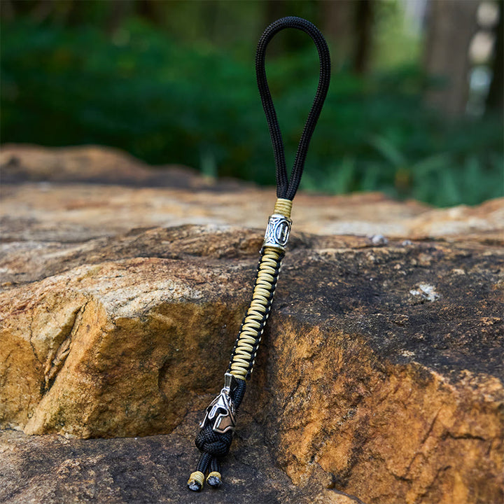 WorldNorse Viking Helm Talisman Braided Keychain - Light Yellow - image 7