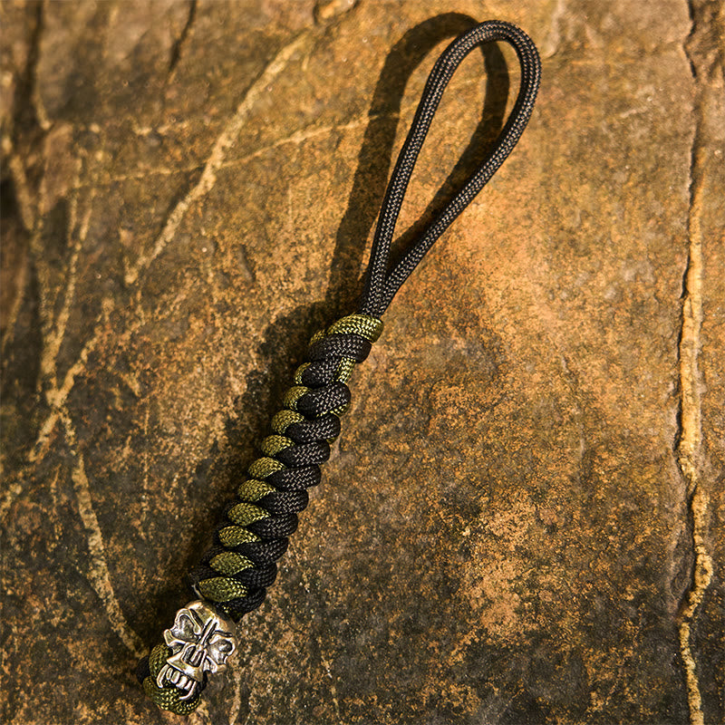 WorldNorse Totem Beast Variegated Braided Keychain - Skull - Green - image 13
