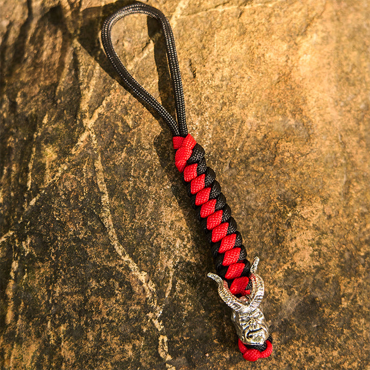WorldNorse Totem Beast Variegated Braided Keychain - Demon - Red - image 9