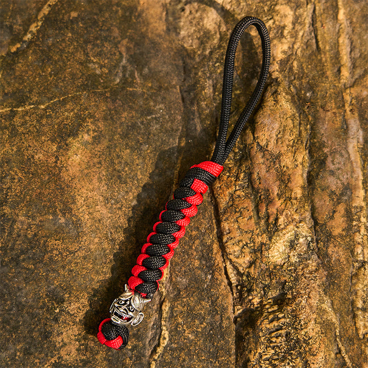 WorldNorse Totem Beast Variegated Braided Keychain - Oni - Red - image 6