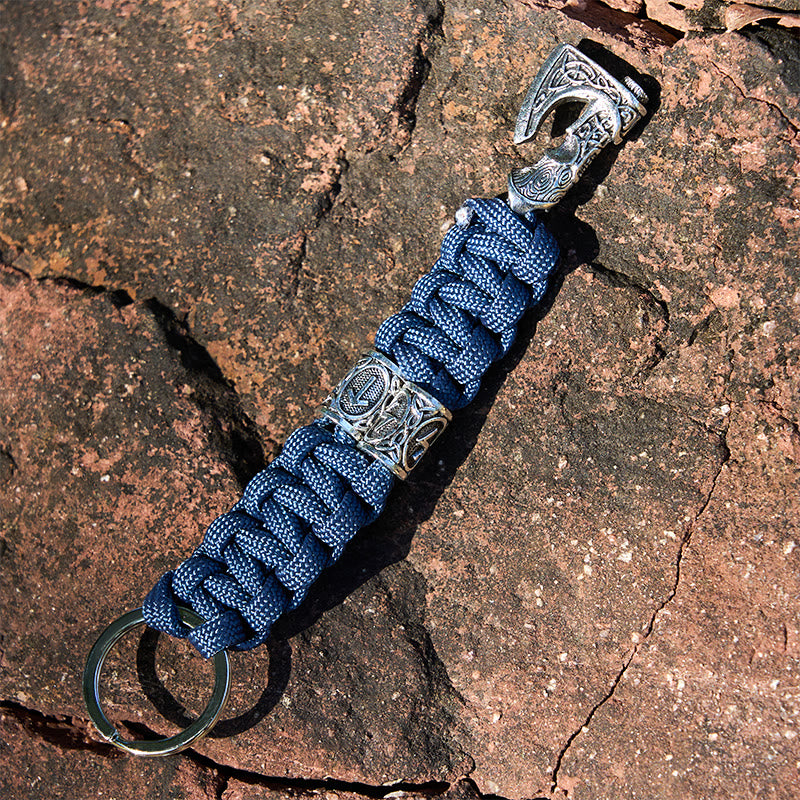 WorldNorse Viking Axe Rune Emblem Braided Keychain - Blue - image 7