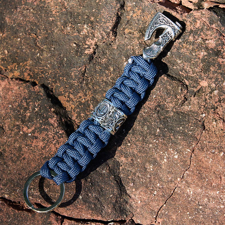 WorldNorse Viking Axe Rune Emblem Braided Keychain - Blue - image 7