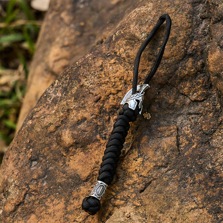 WorldNorse Viking Helm Rune Braided Keychain - Silver - Black - image 5