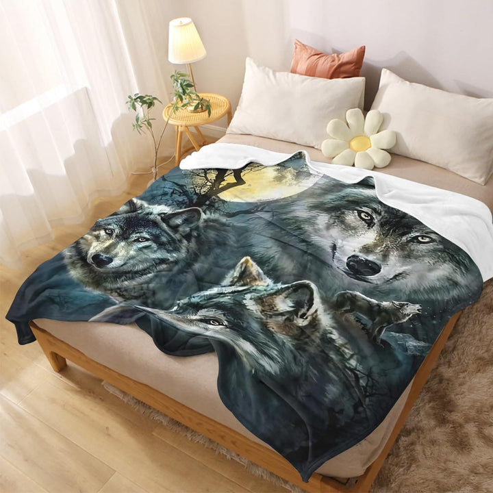 WorldNorse Pack Wolf Moonlit Thicket Blanket - image 2