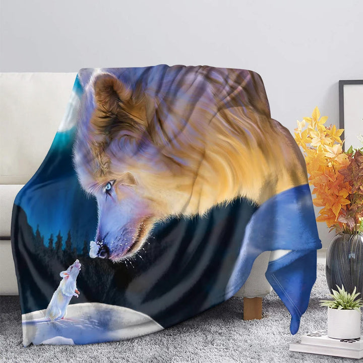 WorldNorse Pack Wolf Moonlit Thicket Blanket - Frost Wolf - 264x228cm - image 4