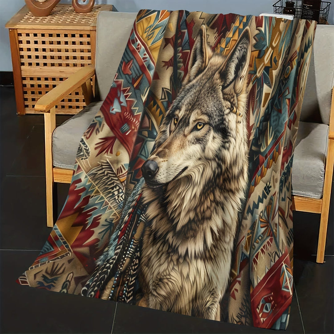 WorldNorse Wolf Spirit Tribal Weave Blanket - image 3