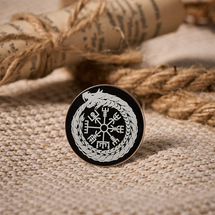 WorldNorse Vegvisir Dragon Wreath Guide Brooch - image 3