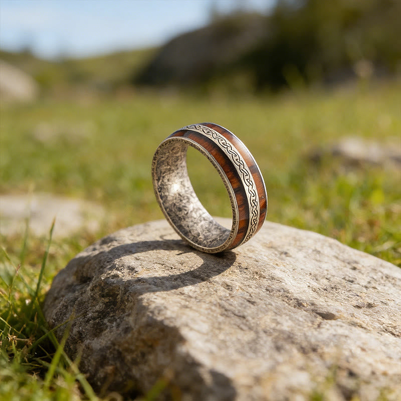 WorldNorse Weathered Celtic Knot Inlay Ring - Retro Silver - AU Size Z (US 13) - image 3
