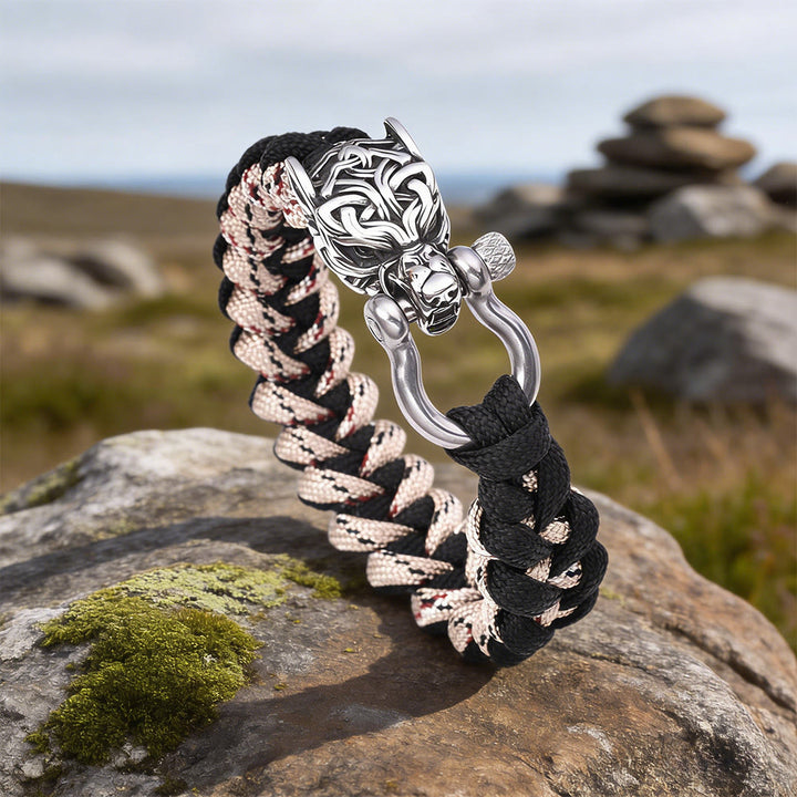 WorldNorse Intertwined Totem Wolf Braided Bracelet - Black & Gold - 23cm - image 2