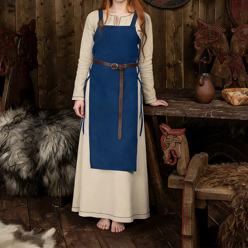 WorldNorse Norse Hearthside Pinafore Gown Apron Dress - Blue - US34，UK/AU38，EU64 (5XL) - image 3