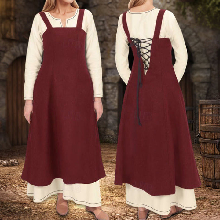 WorldNorse Burgundy Overdress Layered Apron Dress - image 2