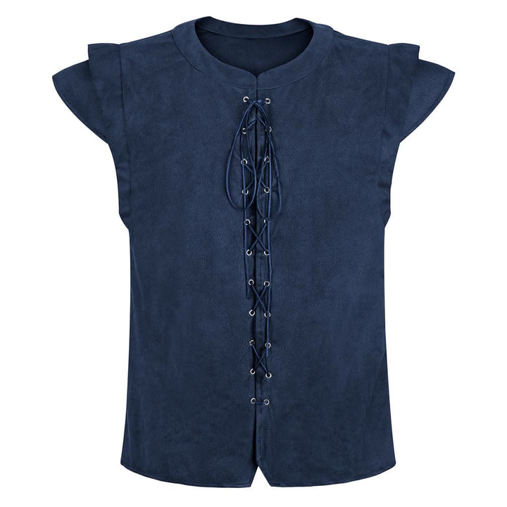WorldNorse Viking Sueded Lace Up Tunic Costume Waistcoat - Navy Blue - US/UK/AU46，EU56 (3XL) - image 24