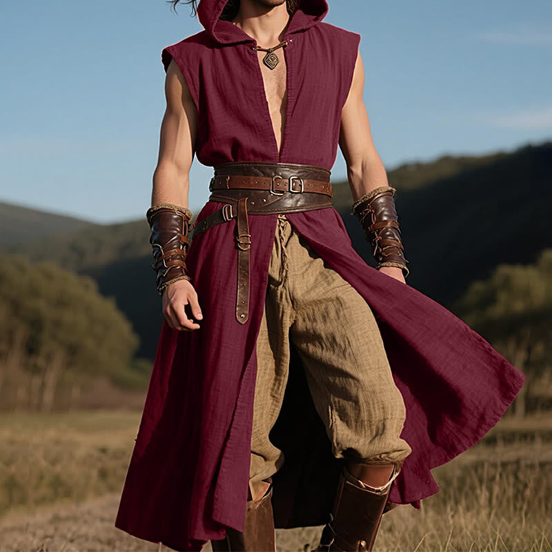 WorldNorse Norse Ranger Hooded Split Tunic Costume Robe - Red - US/UK/AU46，EU56 (3XL) - image 9