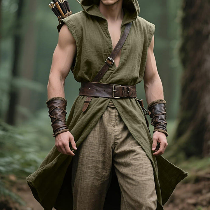 WorldNorse Norse Ranger Hooded Split Tunic Costume Robe - Green - US/UK/AU46，EU56 (3XL) - image 0
