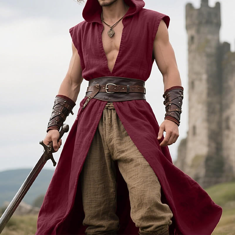 WorldNorse Norse Ranger Hooded Split Tunic Costume Robe - image 13