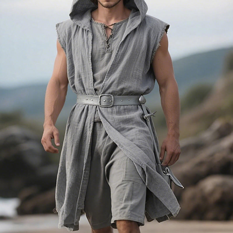 WorldNorse Norse Ranger Hooded Split Tunic Costume Robe - image 7