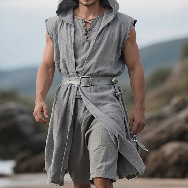 WorldNorse Norse Ranger Hooded Split Tunic Costume Robe - image 7