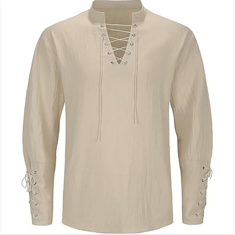 WorldNorse Medieval Crisscross Placket Tunic Costume Shirt - Khaki - US/UK/AU44，EU54 (2XL) - image 12