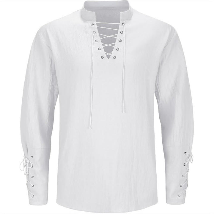 WorldNorse Medieval Crisscross Placket Tunic Costume Shirt - White - US/UK/AU44，EU54 (2XL) - image 16
