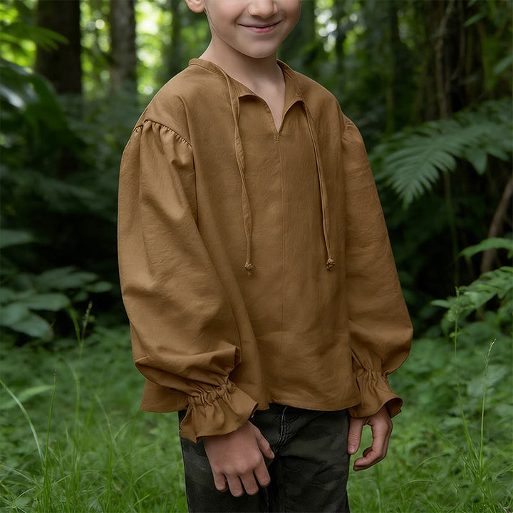 WorldNorse Medieval Gathered Cuff Tied Tunic Costume Shirt - image 4
