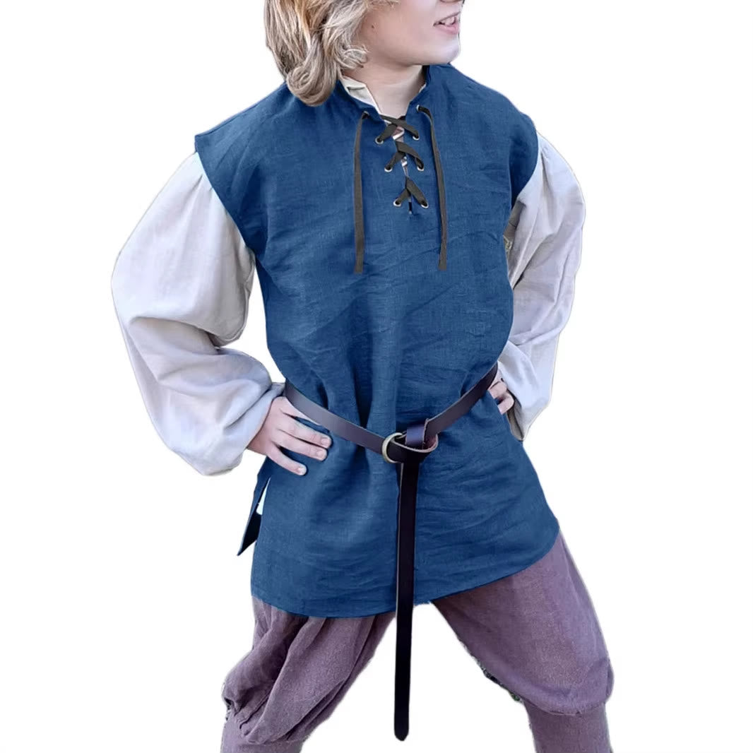WorldNorse Caped Sleeve Belted Tunic Costume Shirt - image 6