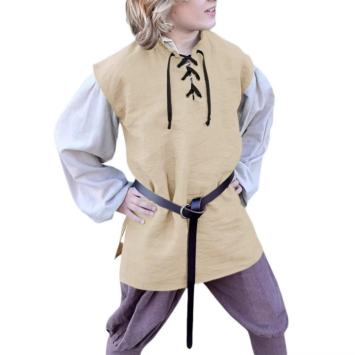 WorldNorse Caped Sleeve Belted Tunic Costume Shirt - image 4