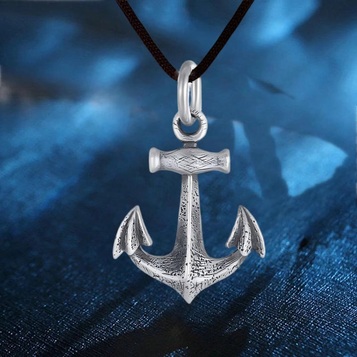WorldNorse Handcrafted 925 Silver Viking Weathered Anchor Necklace - With 80cm Adjustable Rope - image 2