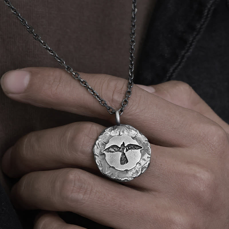 WorldNorse Handcrafted 999 Silver Raven Medallion Antiqued Necklace - image 5