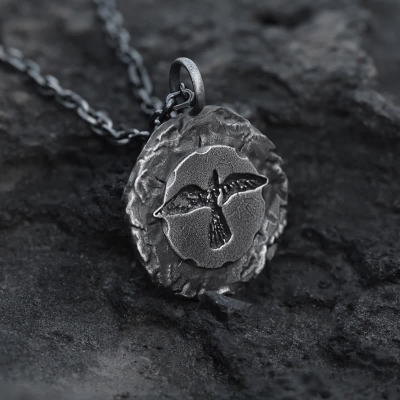 WorldNorse Handcrafted 999 Silver Raven Medallion Antiqued Necklace - image 3
