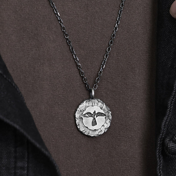 WorldNorse Handcrafted 999 Silver Raven Medallion Antiqued Necklace - image 1